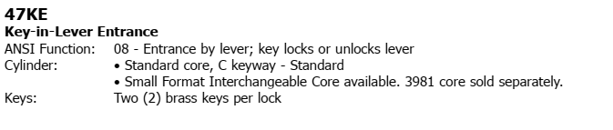 Hager 4700 Series Exit Device Trim Function Detail