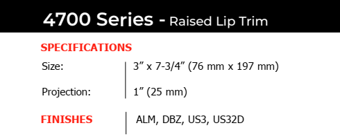 Hager 4700 Series Exit Device Trim Specifications