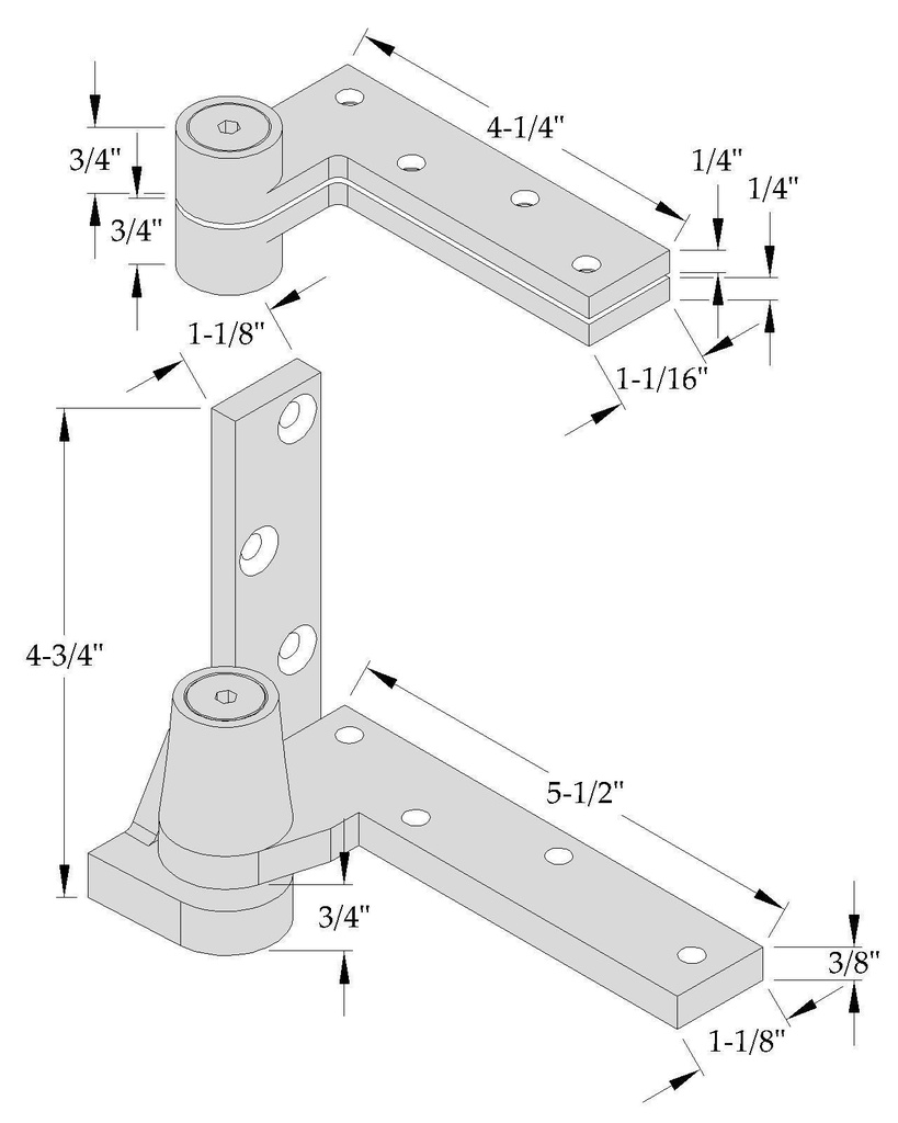ABH 0195 US32D 3/4" Offset Pivot Set
