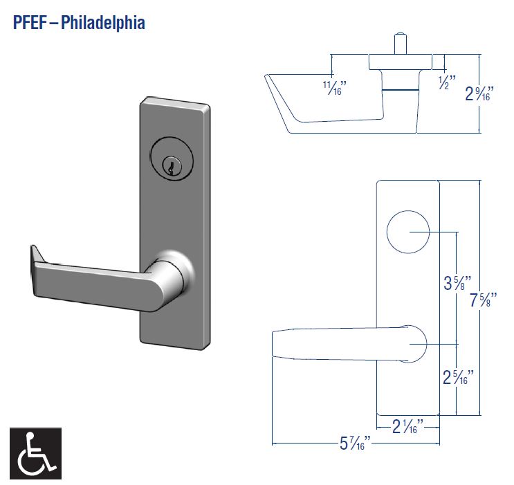 PDQ MR115 PFEF Storeroom Function Mortise Lockset